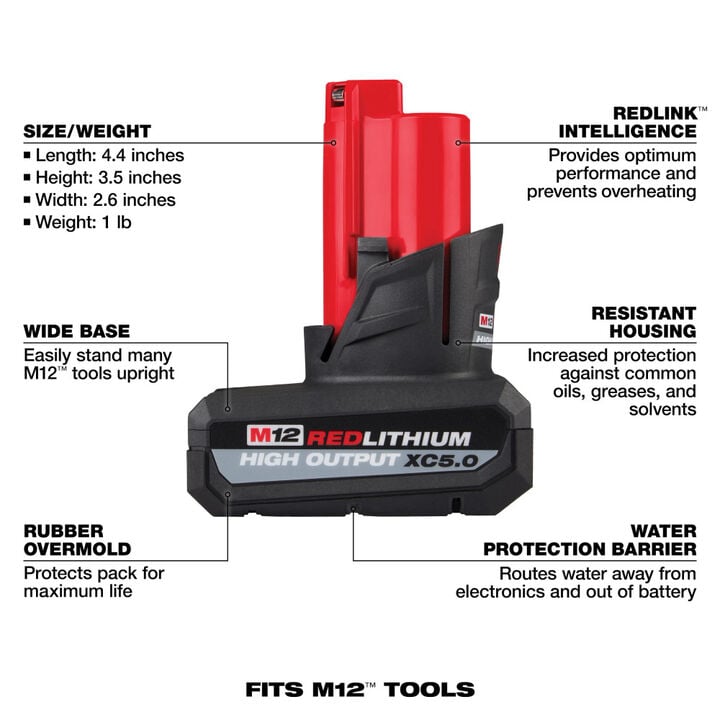 Milwaukee M12 FUEL 1/4 Inch Straight Die Grinder (Bare Tool) and M12 REDLITHIUM XC 12V 5Ah Lithium Ion Power Tool Battery Pack Bundle, large image number 13