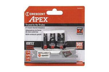Crescent APEX 3 Pc Vortex Impact Socket Adapter Set, large image number 5