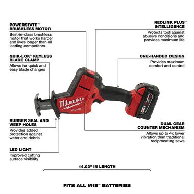Milwaukee M18 FUEL HACKZALL Reciprocating Saw Kit, large image number 6