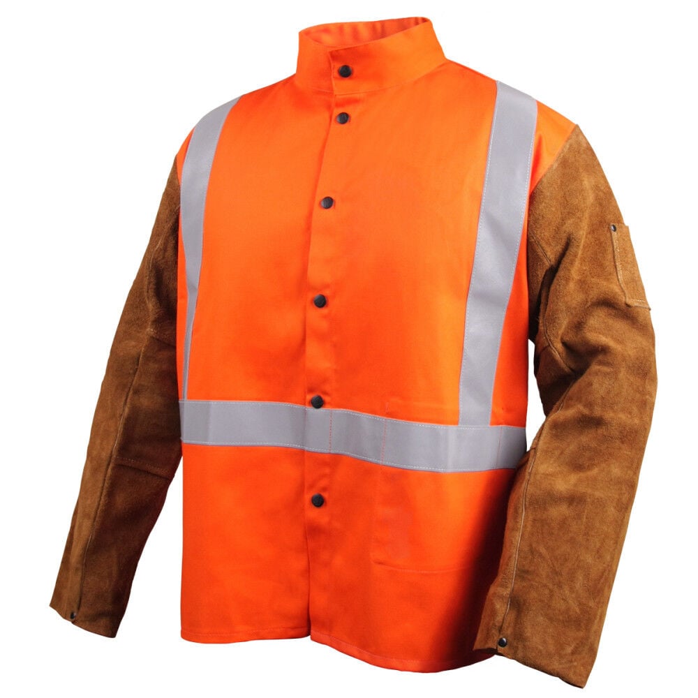 Black Stallion Welding Jacket 9oz Safety Orange Hybrid XL – JH1012-OR-XLG