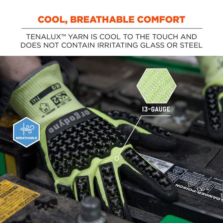 Ergodyne 7142 Coated A4 Cut-Resistant Impact Gloves Large Lime, large image number 5