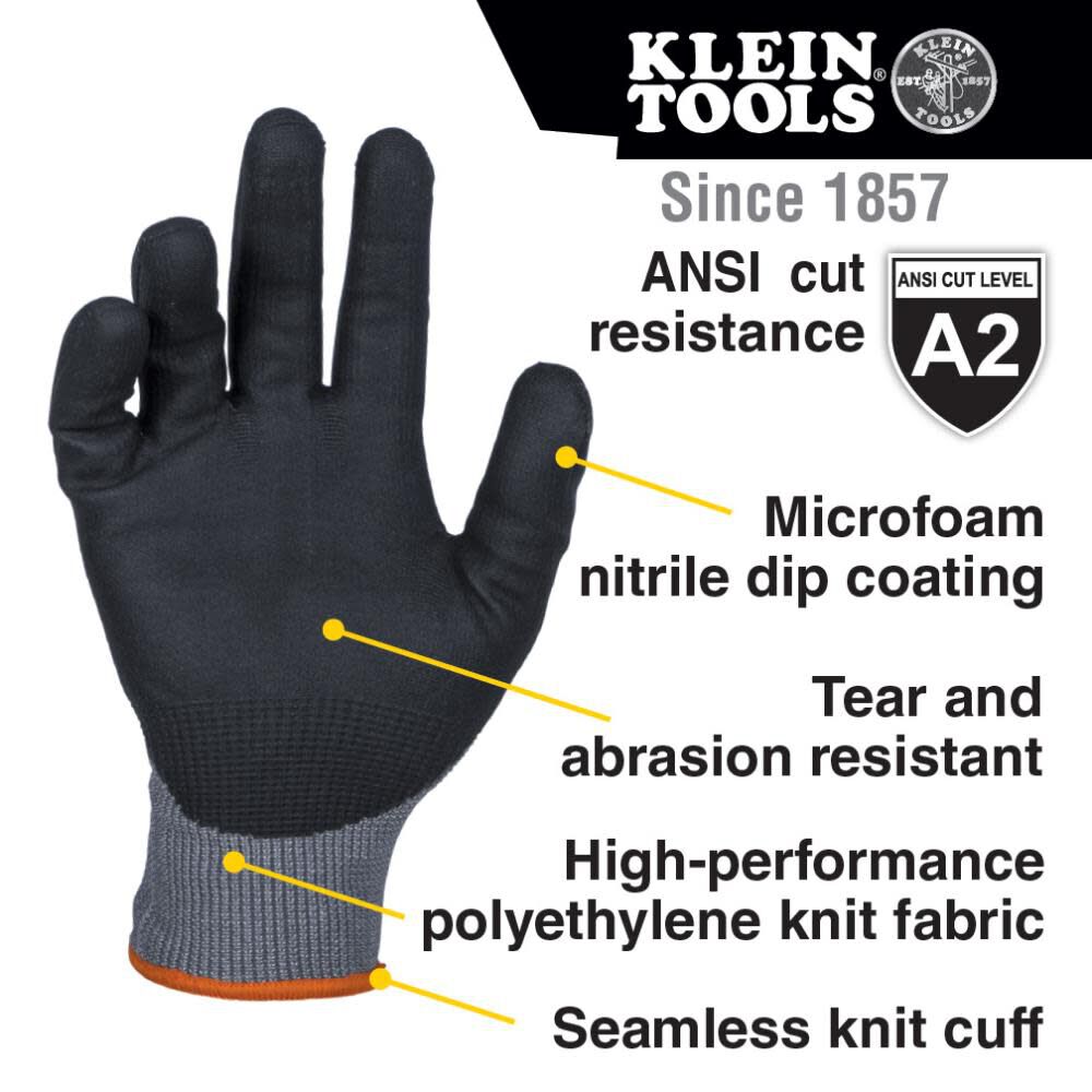 Klein Tools A2 Cut Knit Dipped Gloves, Large, 2pk, large image number 2