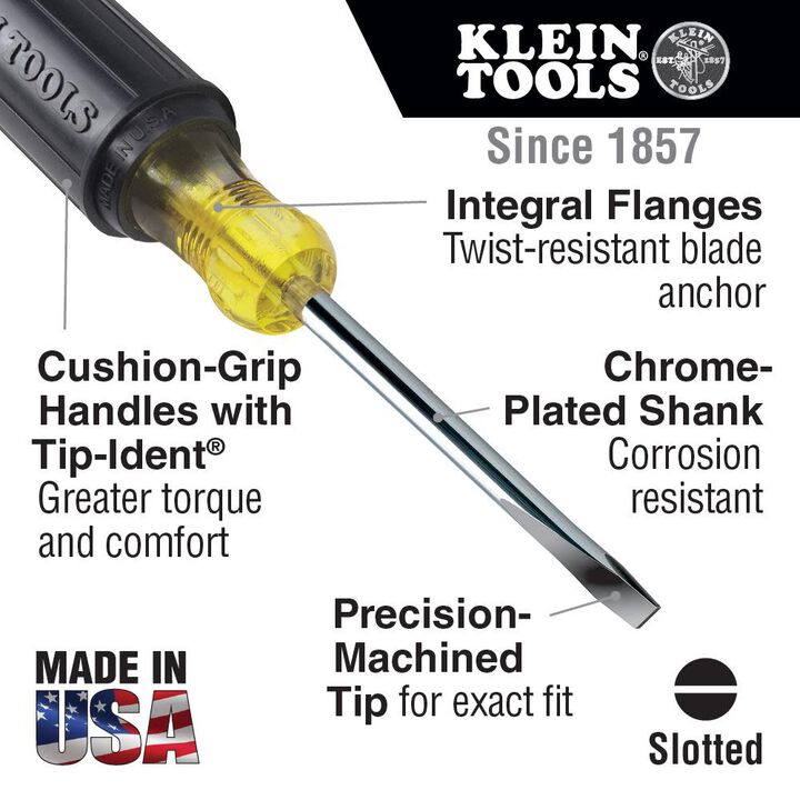 Klein Tools 1/8inch Cab Tip Mini Screwdriver 8inch, large image number 1