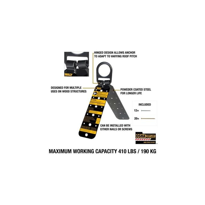 DEWALT 3 in 130-420 Lbs Powder Coated Steel Reusable Roof Anchor, large image number 1