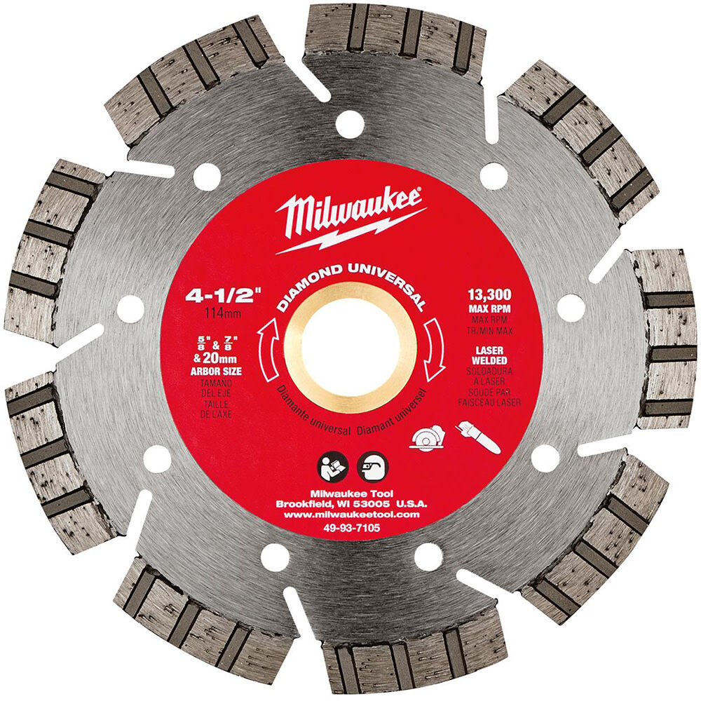 Milwaukee Diamond Universal 4 1/2 Inch Segmented Turbo Rim Diamond Blade for Concrete and Masonry - 49-93-7105