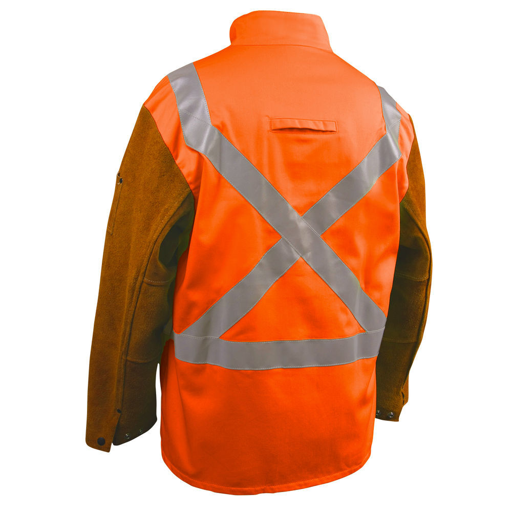Black Stallion Welding Jacket 9oz Safety Orange Hybrid XL, large image number 2