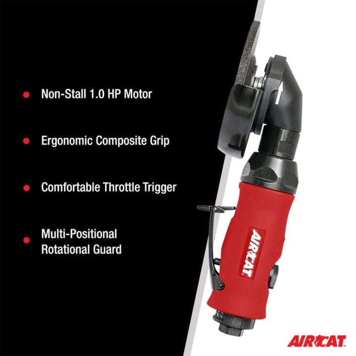 AIRCAT 1 HP 4-1/2 Inch Pneumatic Angle Grinder with Spindle Lock, large image number 5