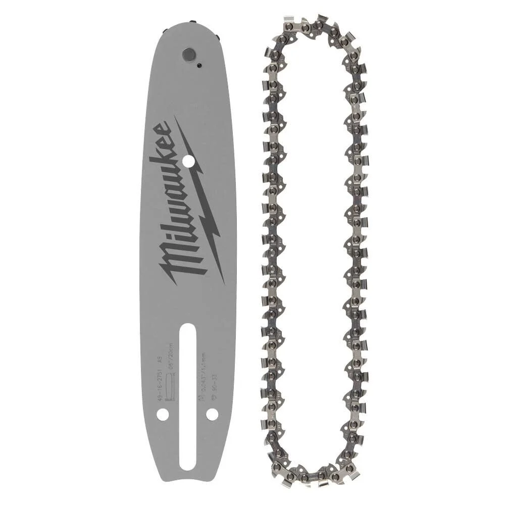 Milwaukee 8 Inch  3/8 Inch LOW PROFILE Pitch, .043 Inch Gauge Saw Chain and Guide Bar Set, large image number 1