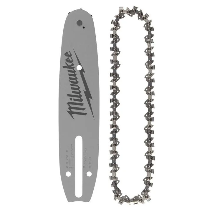 Milwaukee 8 Inch  3/8 Inch LOW PROFILE Pitch, .043 Inch Gauge Saw Chain and Guide Bar Set