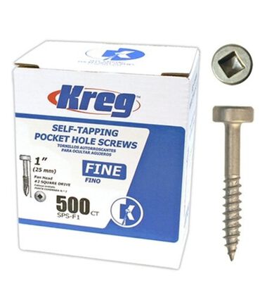 Kreg 1in #6 Fine Pan-Head Zinc Pocket Screw - 500ct