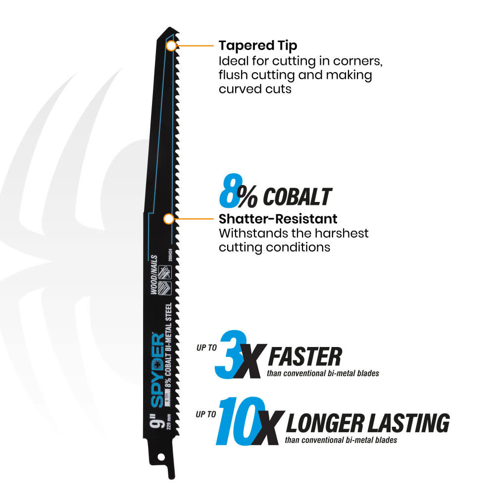 Spyder 12 Inch 6 TPI Bi-Metal Reciprocating Saw Blade, large image number 2