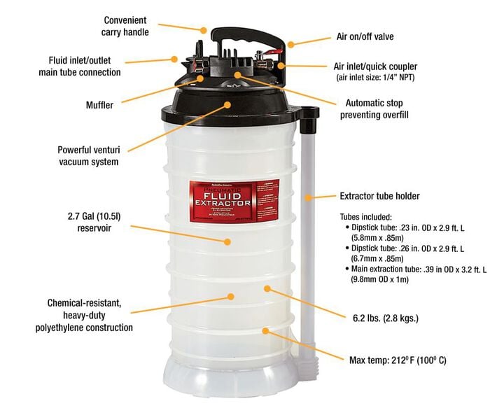Johndow 2.7 Gallon Pneumatic Vacuum Fluid Extractor, large image number 3
