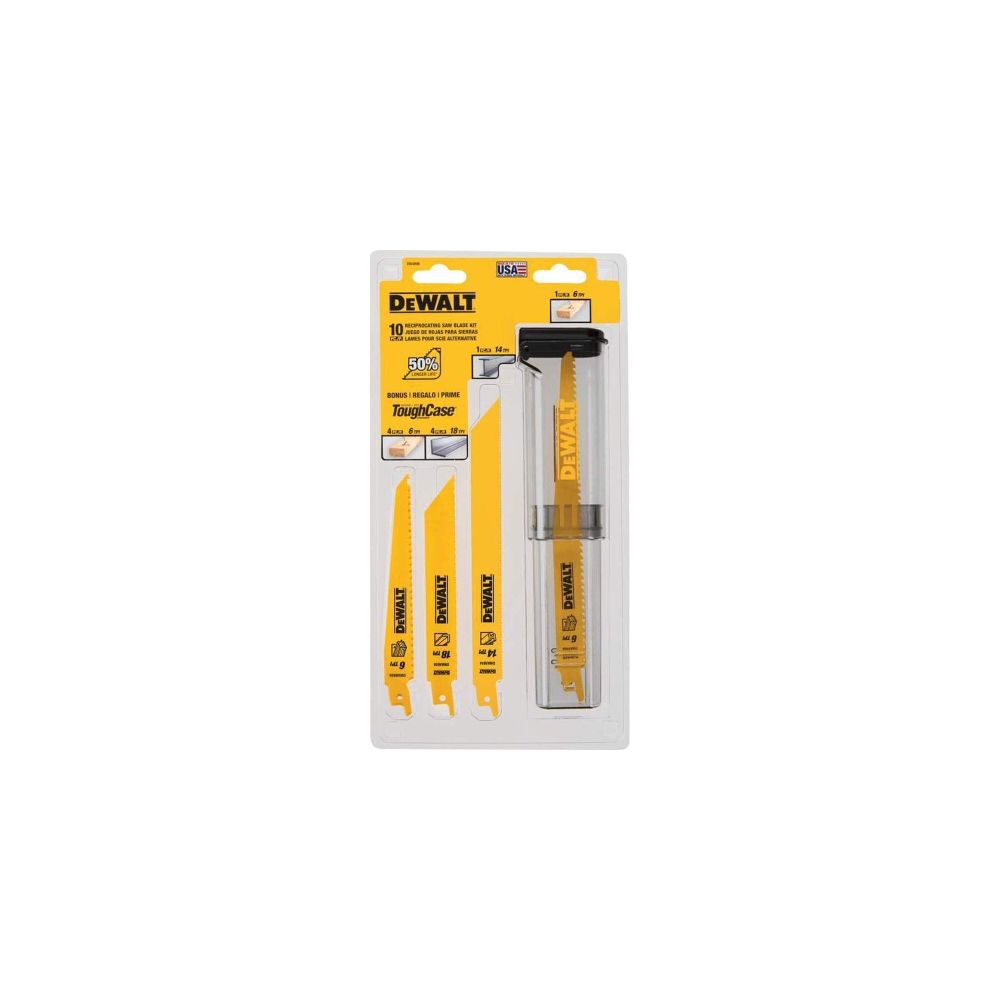 DEWALT Reciprocating Saw Blades Bi Metal Set With Case 10pc DW4898 Acme Tools