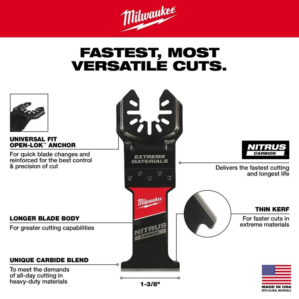 Milwaukee NITRUS CARBIDE Extreme Materials Universal Fit OPEN LOK Multi Tool Blade 3pk, large image number 6