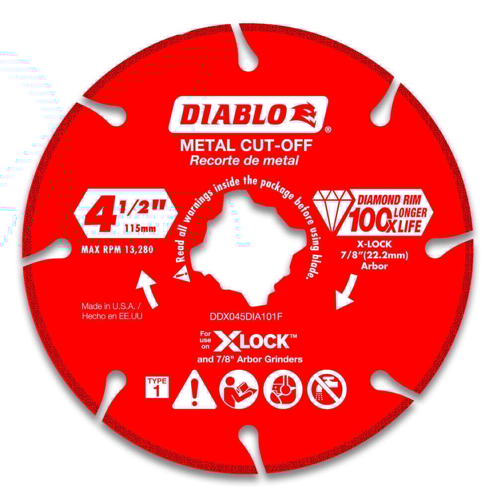 Diablo Tools X-LOCK 4 1/2 Inch Segmented Rim Diamond Cut-Off Disc for Metal – DDX045DIA101F