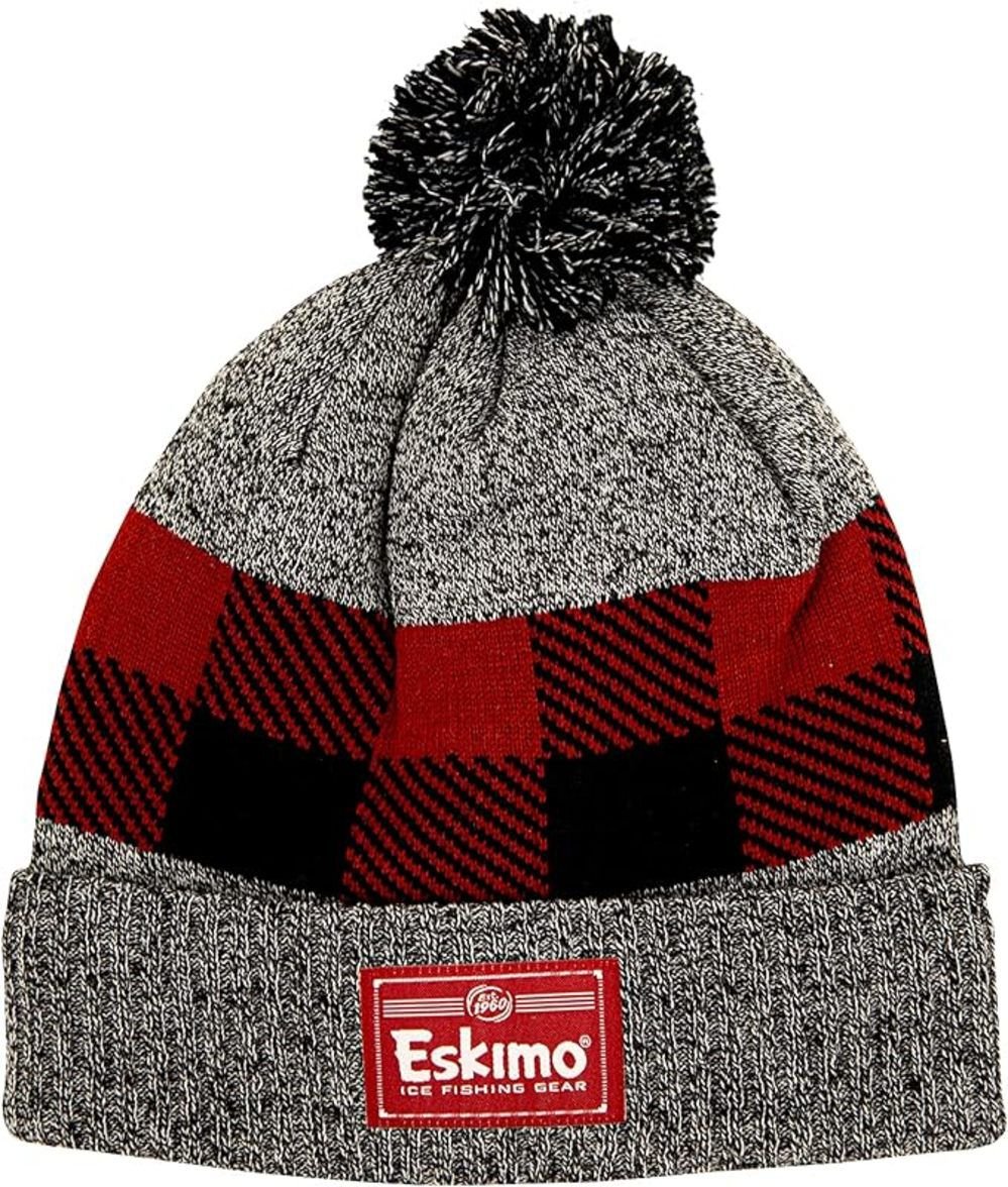 Eskimo Alpine Knit Hat, Gray/Red – 4145509101