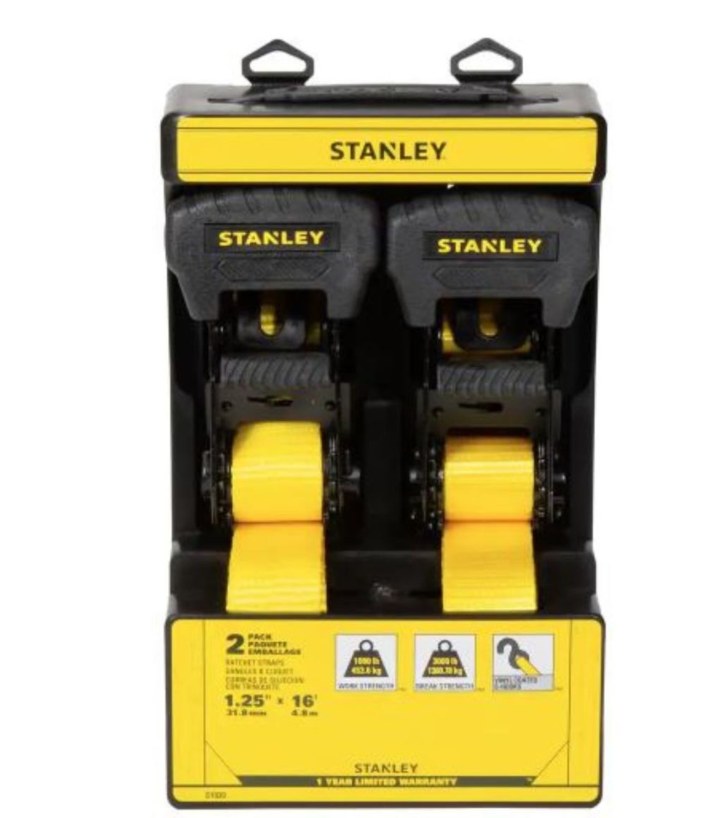 Stanley Ratchet Straps 1.25in X 16' 3000lbs 2pk, large image number 3