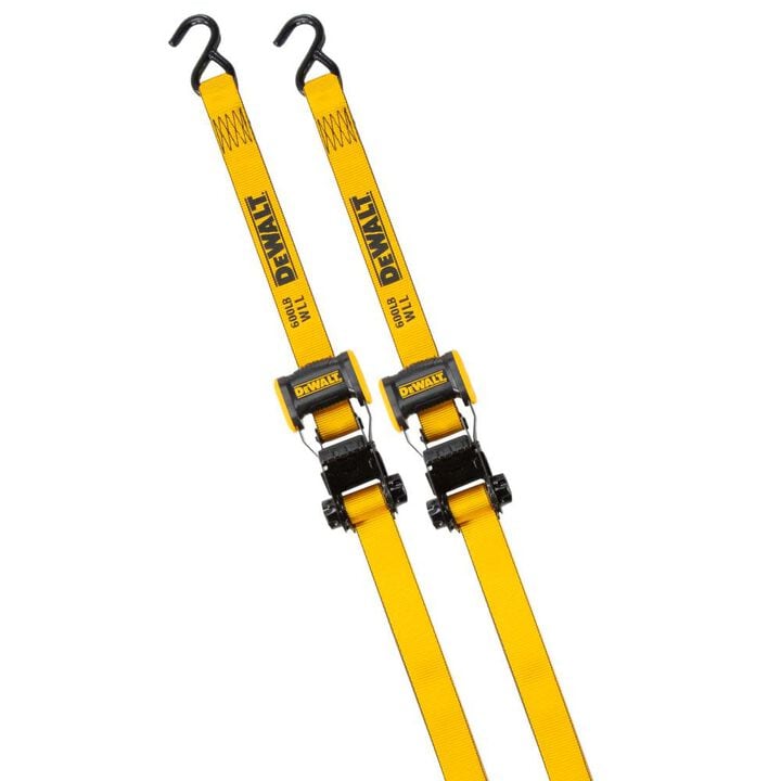 DEWALT 1.25in x 12' Ratchet Tie Down Straps 1800 LB Break Strength 2pk