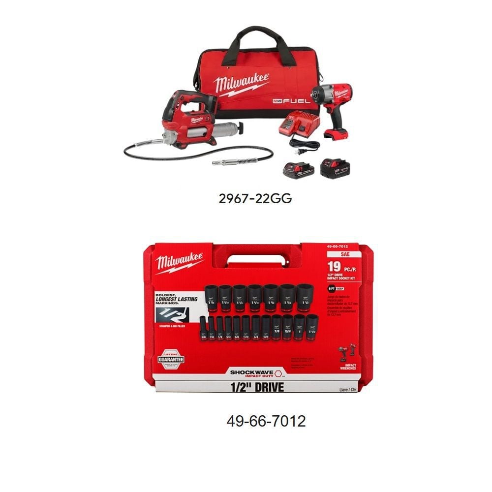 Milwaukee M18 FUEL 1/2 Inch High Torque Impact Wrench Combo Kit, 19-Piece Socket Set Bundle, large image number 2
