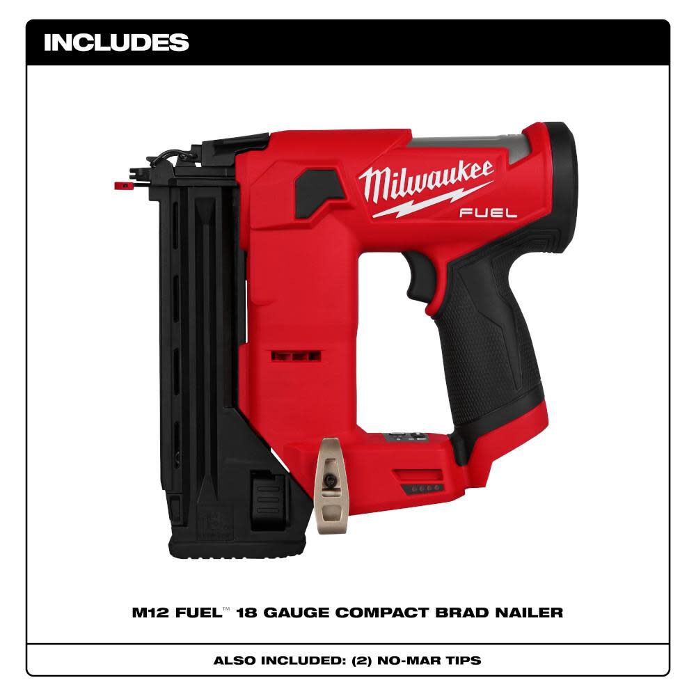 Milwaukee M12 FUEL 18 Gauge Compact Brad Nailer (Bare Tool), large image number 3