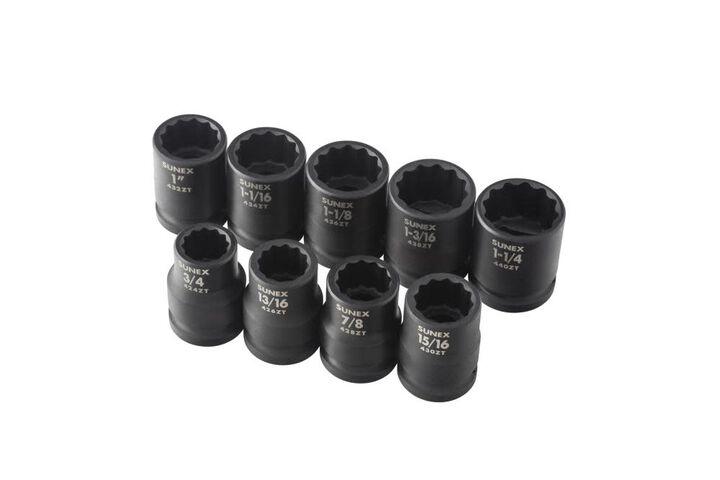 Sunex 9 pc. 3/4 In. Drive 12 Pt. SAE Thin Wall Impact Socket Set, large image number 2