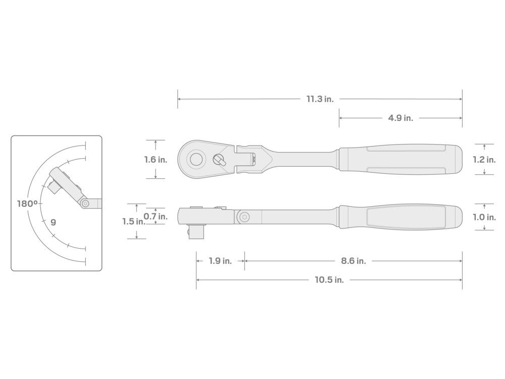 Tekton 1/2 Inch x 10-1/2 Inch Flex Head QR Comfort Grip Ratchet, large image number 7
