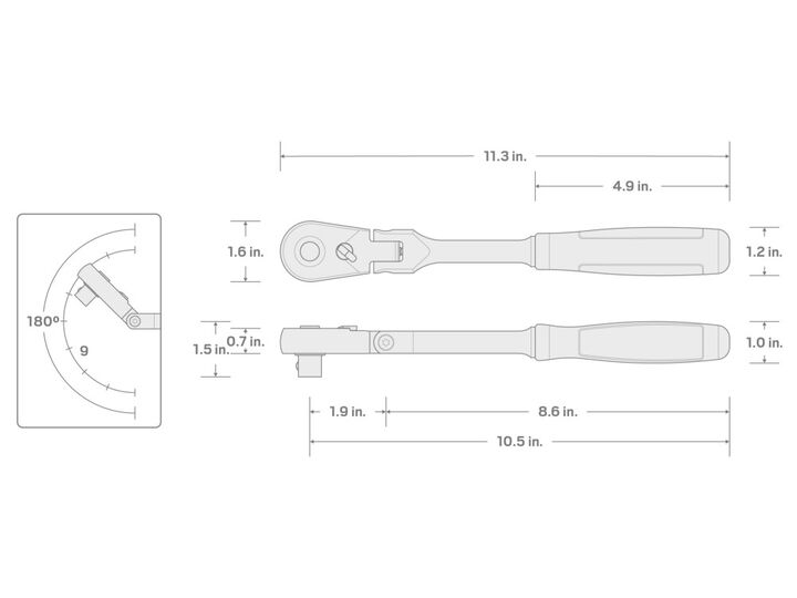 Tekton 1/2 Inch x 10-1/2 Inch Flex Head QR Comfort Grip Ratchet, large image number 6