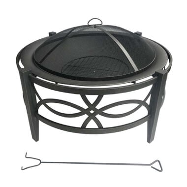 Living Accents Wood Fire Pit 35in Black Steel Round