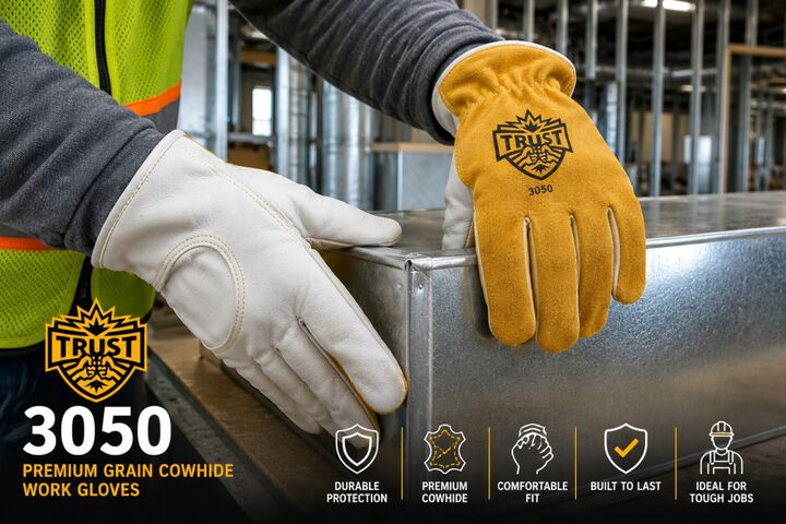 Trust Protection Top Grain Cowhide Drivers Gloves White and Brown XS, large image number 1