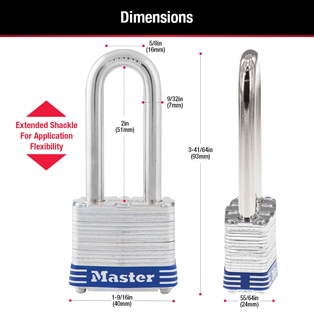 Master Lock Padlock 1 9/16in Keyed Different Tumbler 1pk, large image number 6