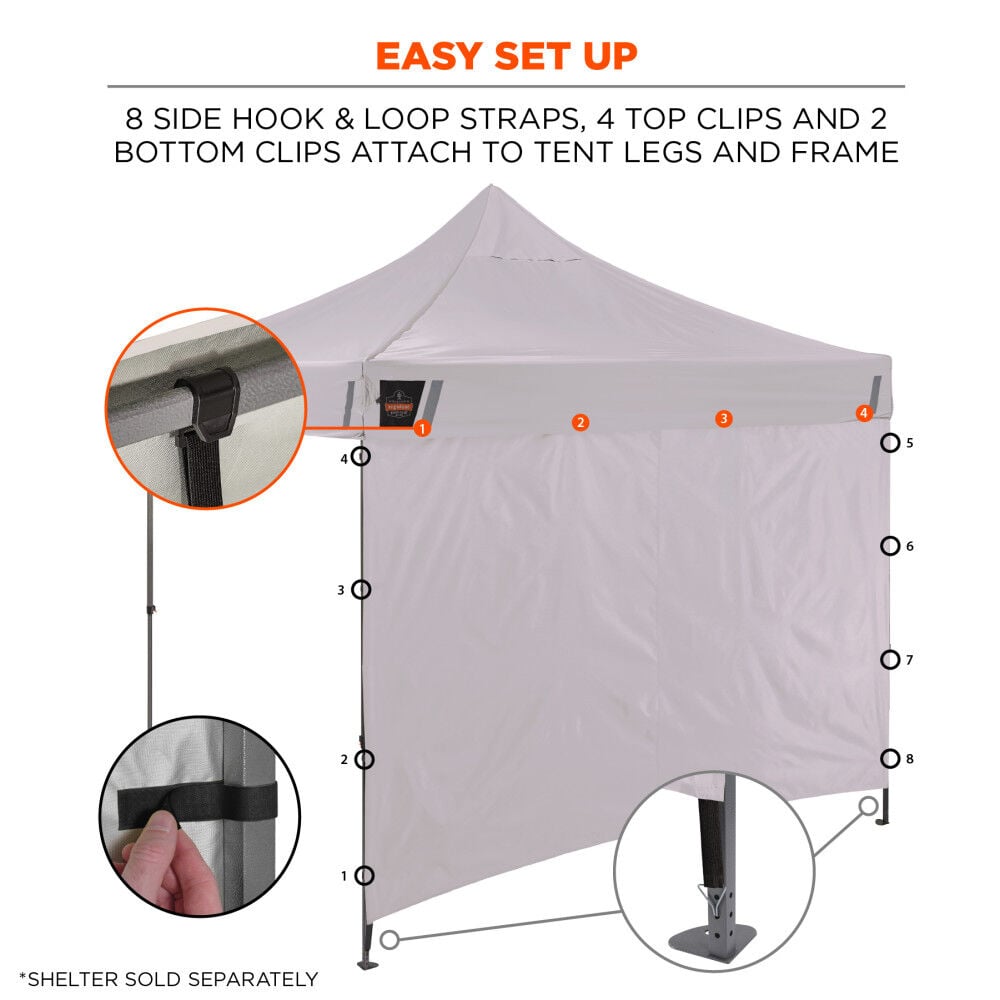 Ergodyne 10 Ft x 10 Ft Pop-Up Tent Sidewall White, large image number 4