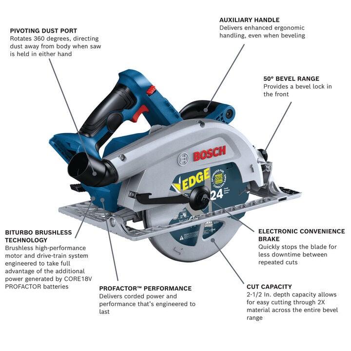 Bosch 18V 7-1/4 Inch Circular Saw (Bare Tool) Reconditioned, large image number 6