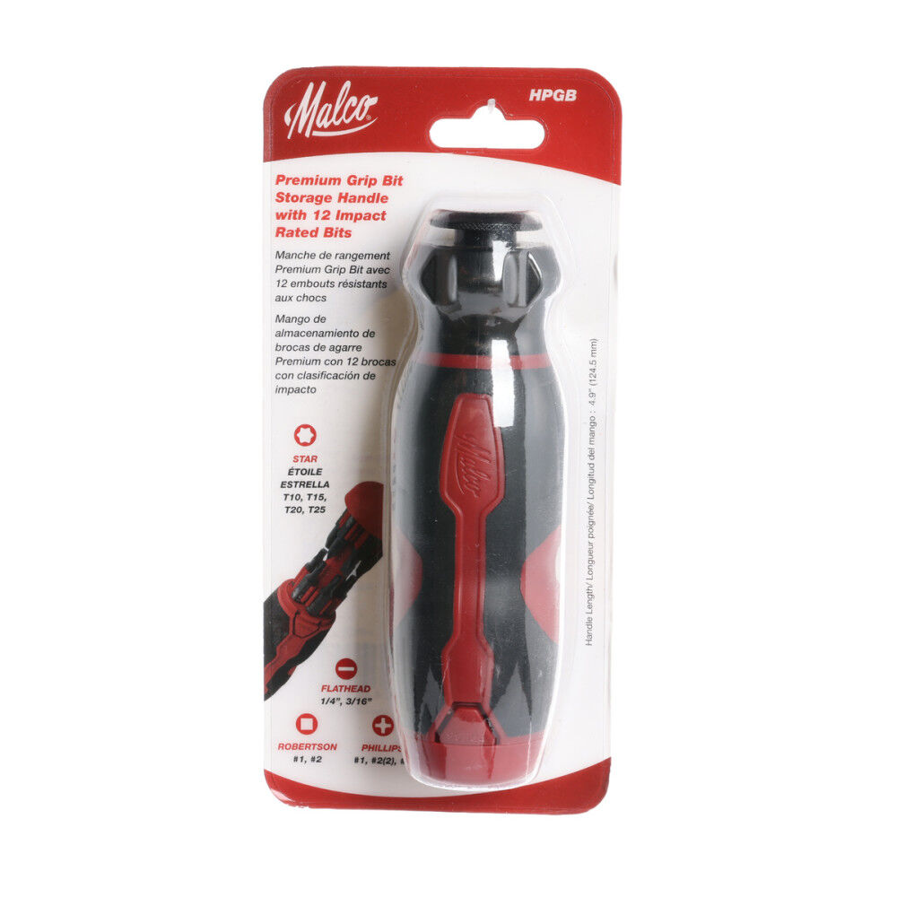 Malco Products Premium Grip Bit Storage Handle with 12 Impact Rated Bits, large image number 11