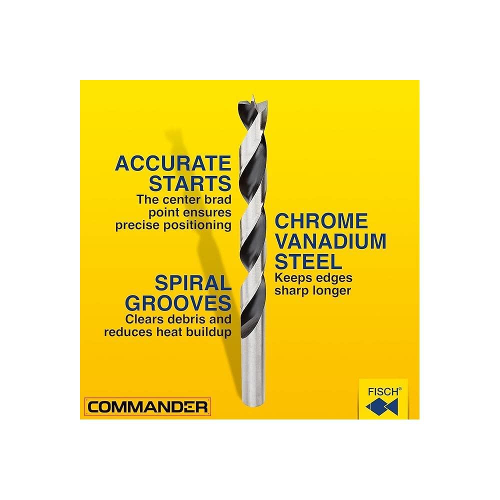 Fisch Metric HSS Double Flute Brad Point Drill Bit Set 11 Pieces, large image number 3