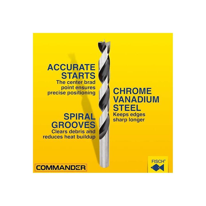 Fisch Metric HSS Double Flute Brad Point Drill Bit Set 11 Pieces, large image number 2