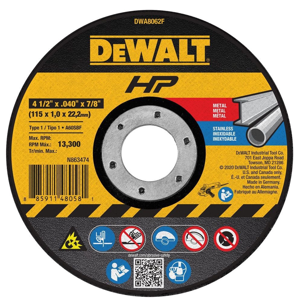 DEWALT 4-1/2 x 0.040 x 7/8 T1 HP Cut-Off Wheel, large image number 1