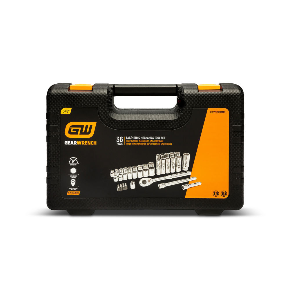 GEARWRENCH 3/8 Inch 72-Tooth 12 Point Drive Mechanics Tool Set, 36 Pieces, large image number 3