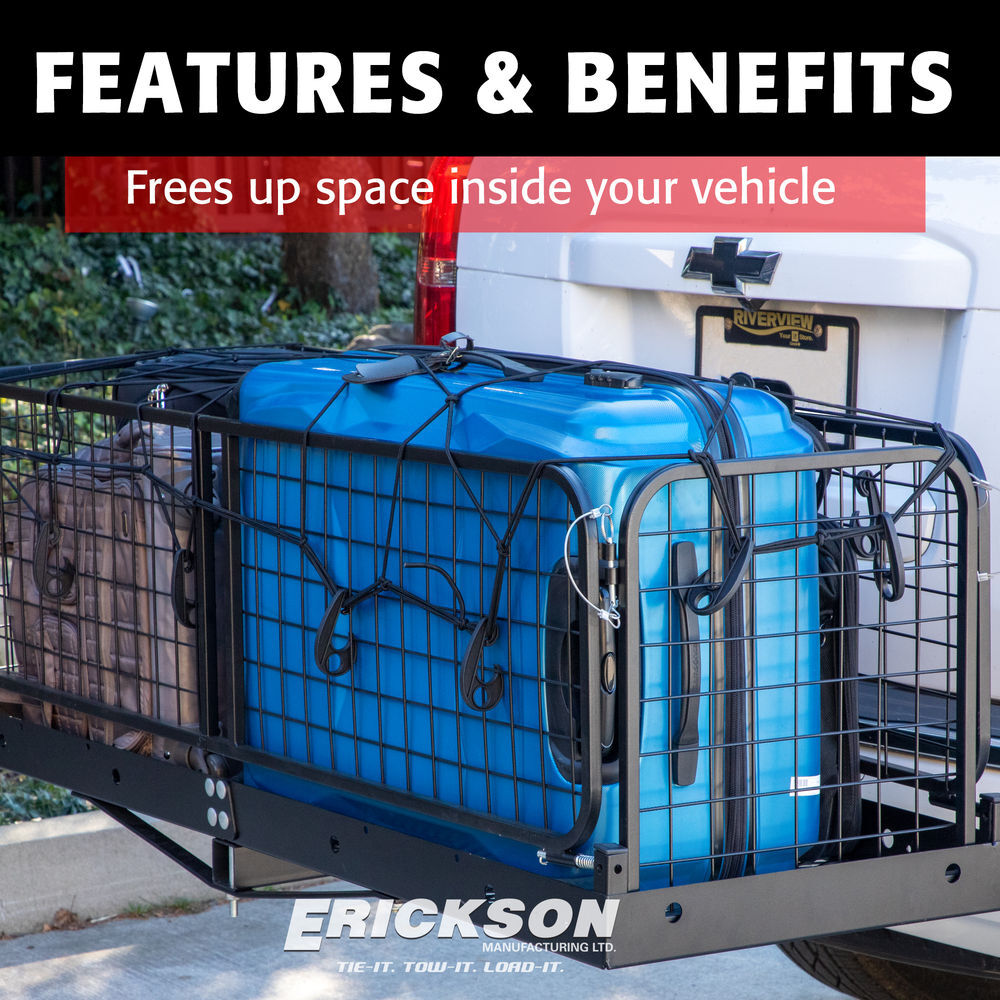 Erickson Mfg 500 lb Capacity Folding Steel Hitch Cargo Carrier, 60 Inch x 20 Inch x 18 Inch, for 2 Inch Receiver, large image number 4