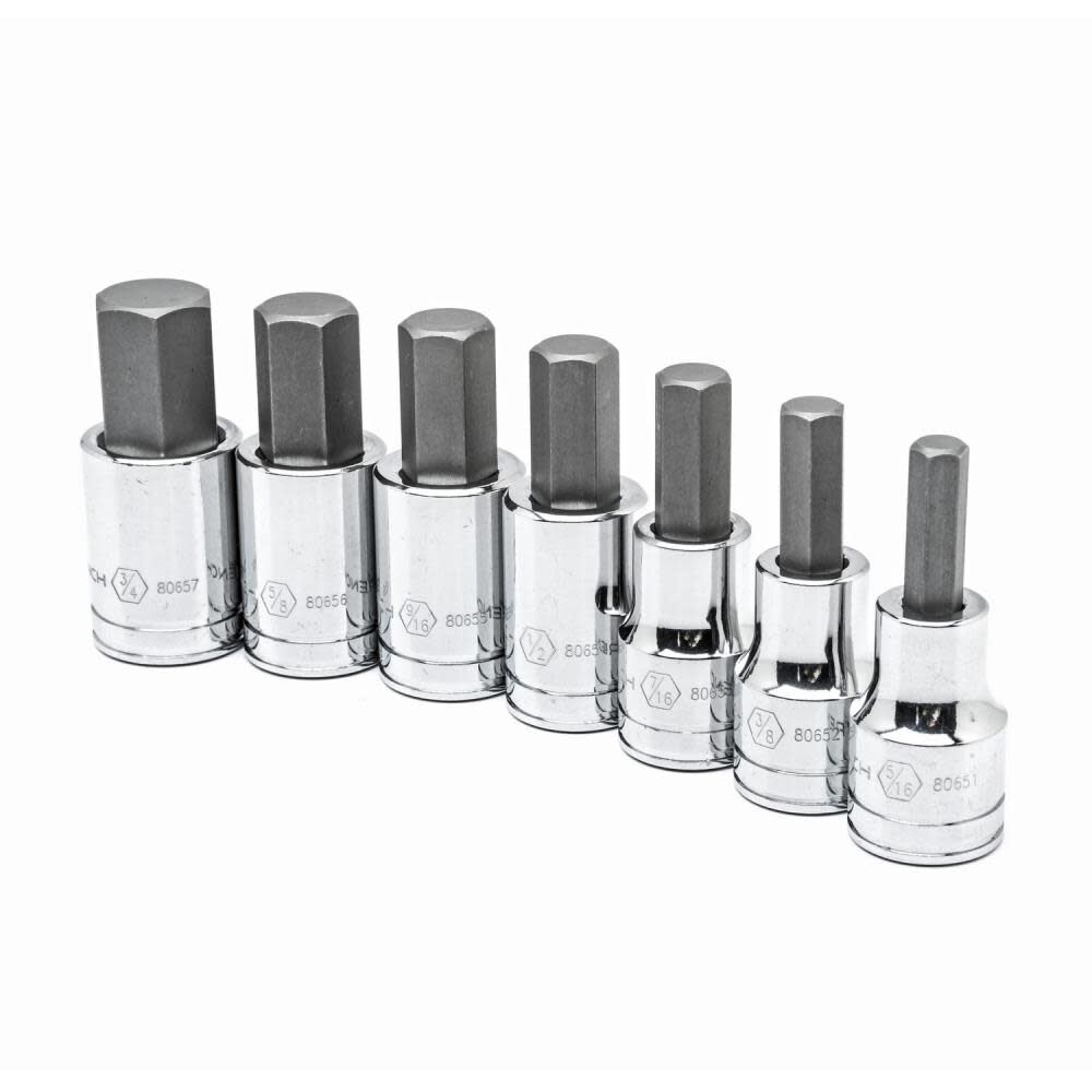 GEARWRENCH 7pc1/2in Drive Hex Bit SAE Socket Set, large image number 4
