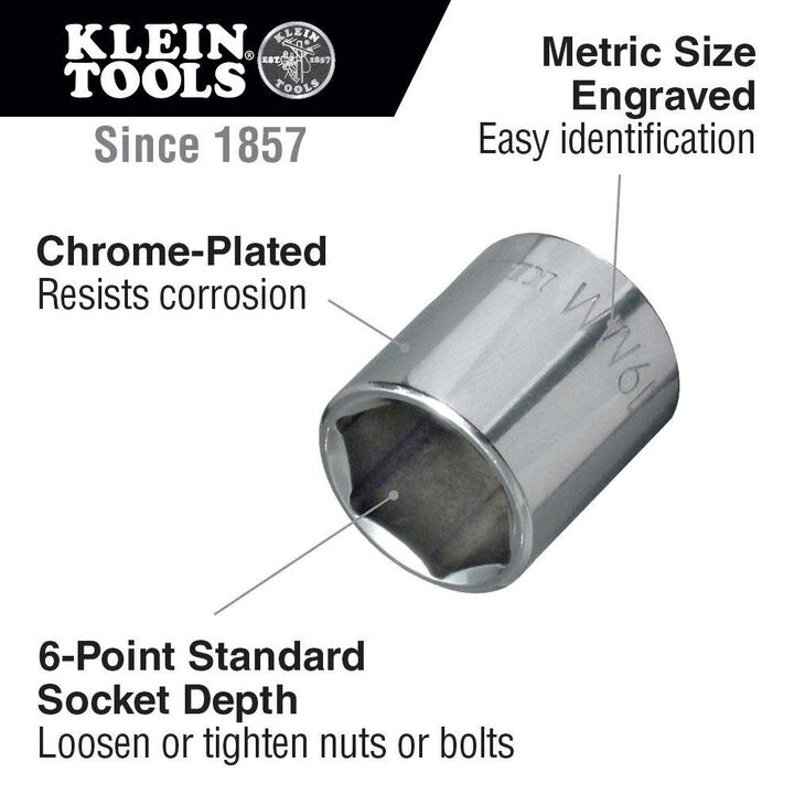 Klein Tools 11mm 6 Point 3/8in Drive Socket, large image number 1