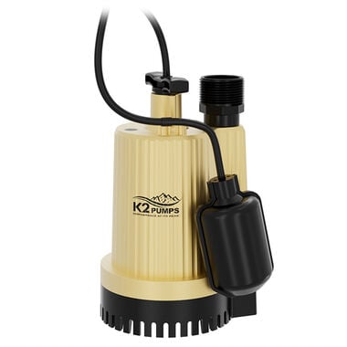 K2 Pumps Thermoplastic Sump Pump 1/3 HP with Piggyback Tethered Switch, large image number 0