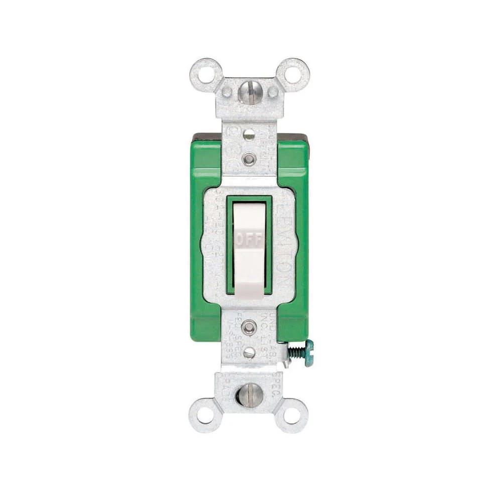 Leviton 30A 277V White Double Pole AC Quiet Toggle Switch - 3236387