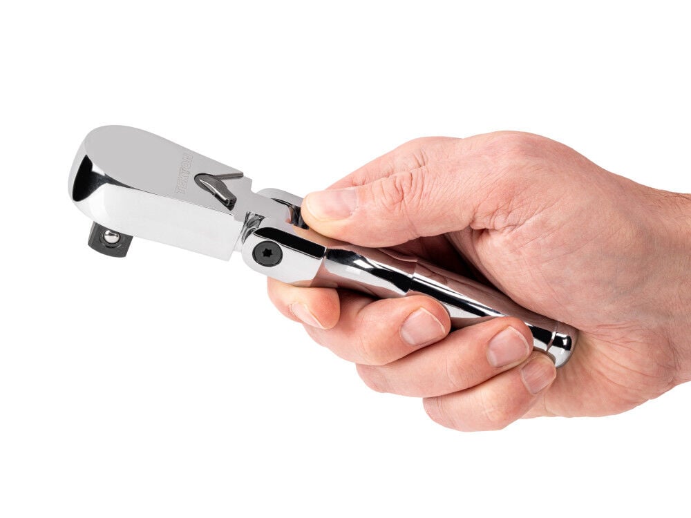 Tekton 1/2 Inch Drive x 6 Inch Flex Head Non-QR Stubby Ratchet, large image number 6