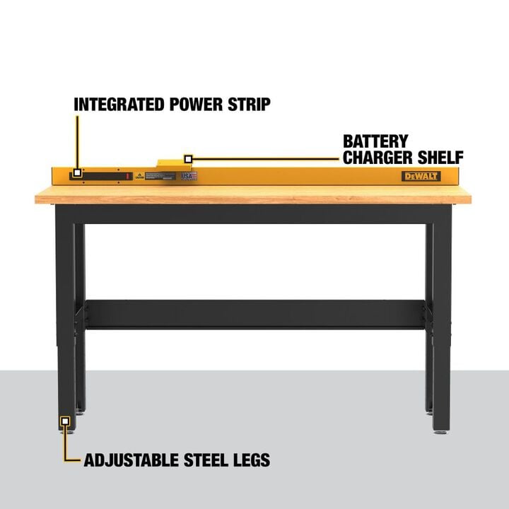 DEWALT 6 ft Workbench With Butcher Block Wood Top, large image number 2