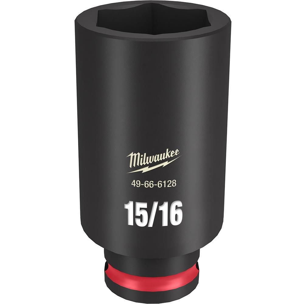 Milwaukee Impact Socket 3/8in Drive 15/16in Deep 6 Point, large image number 1