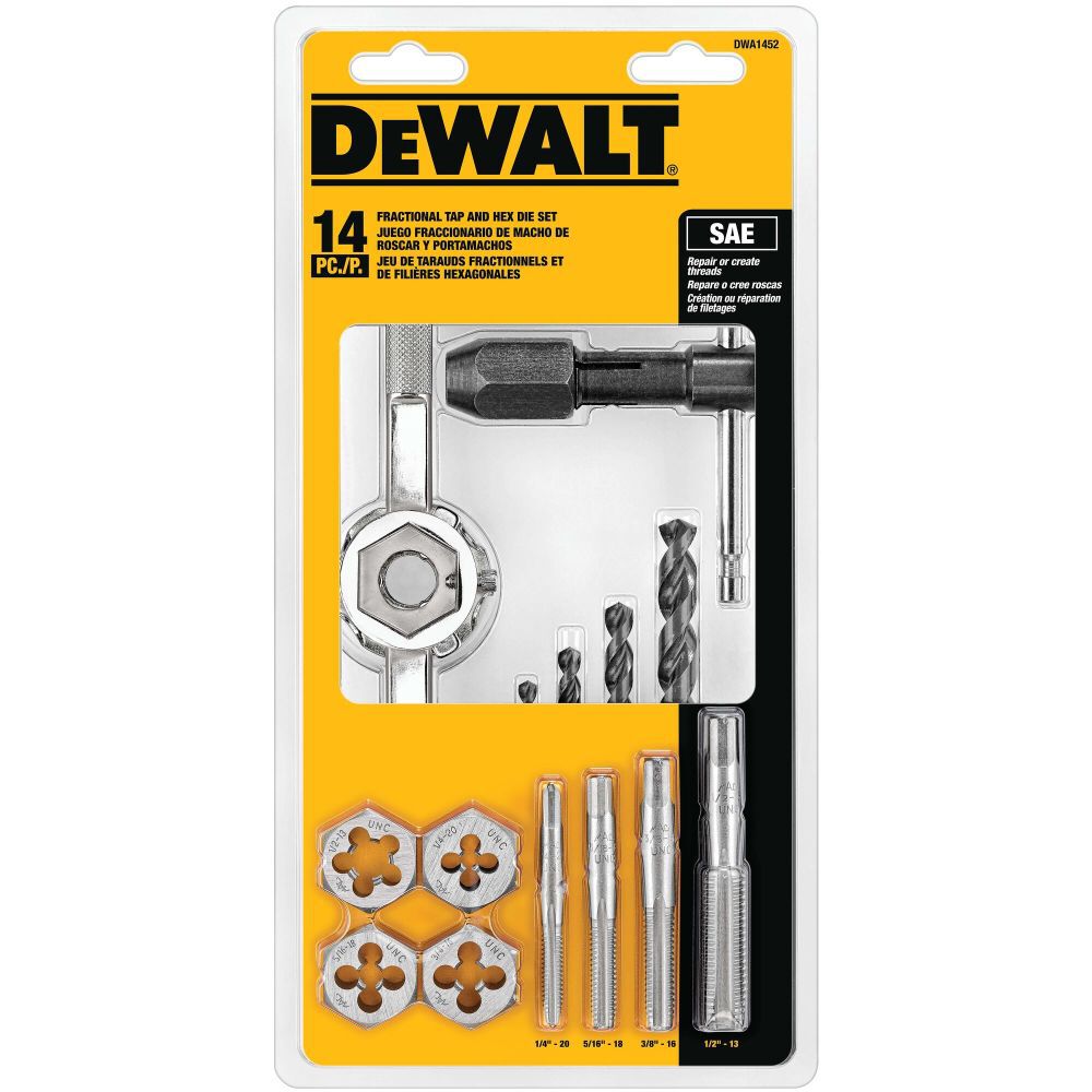 DEWALT Fractional Tap and Large Hexagon Die Set, 14 Pieces, large image number 3