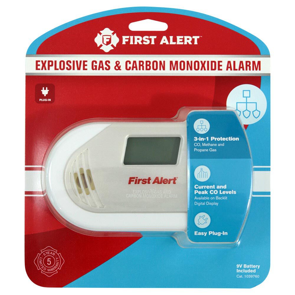 First Alert Combination Explosive Gas and Carbon Monoxide Alarm with Backlit Digital Display, large image number 5