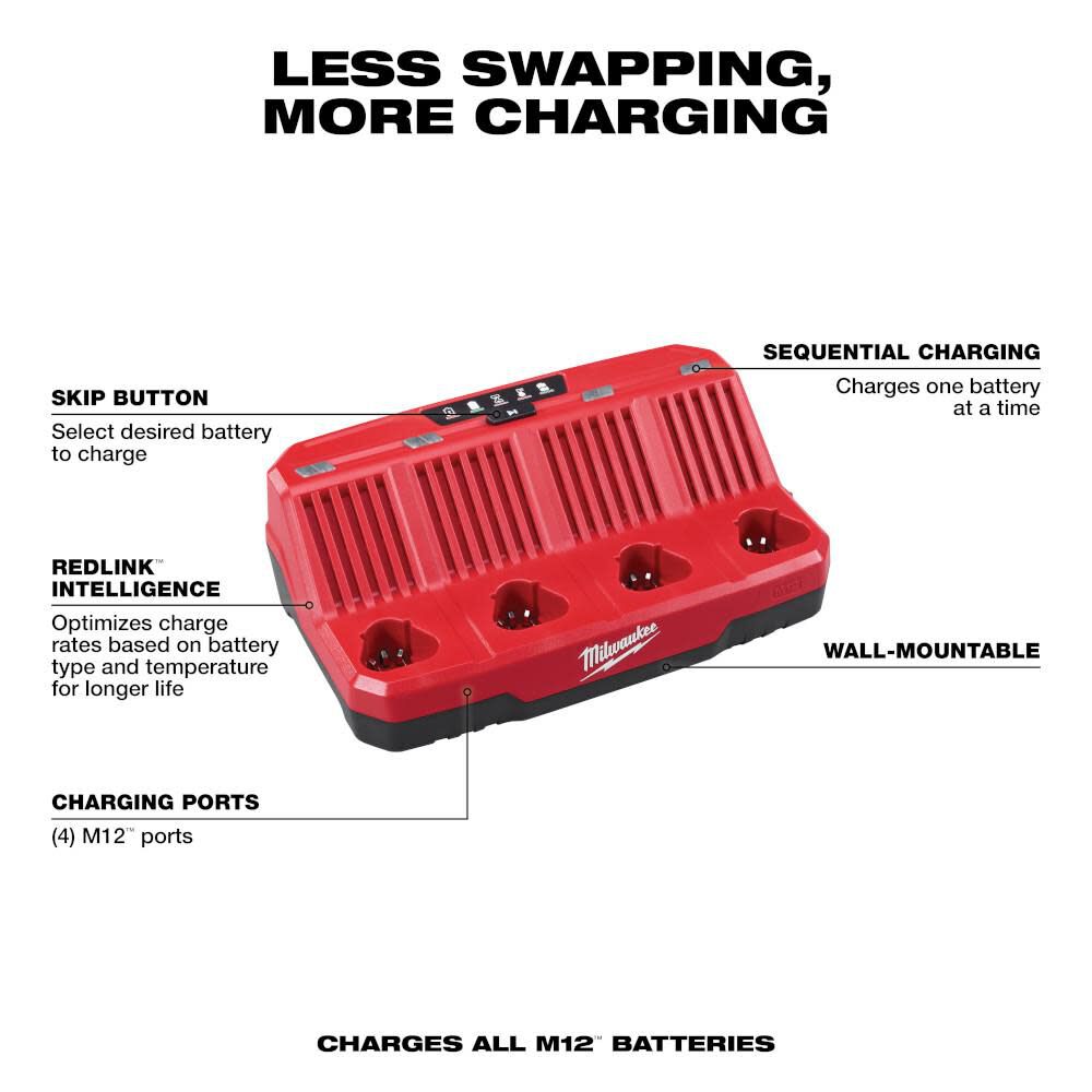 Milwaukee M12 4 Bay Sequential Charger 48 59 1204 Acme Tools