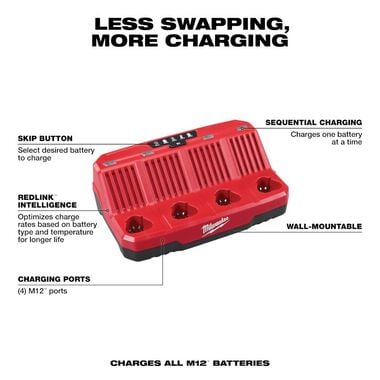 Milwaukee M12 4-Bay Sequential Charger, large image number 1