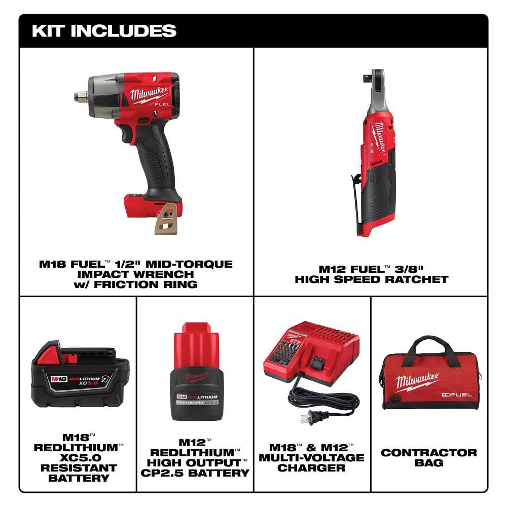 Milwaukee M18 FUEL & M12 FUEL 2 Tool Combo Kit, large image number 2